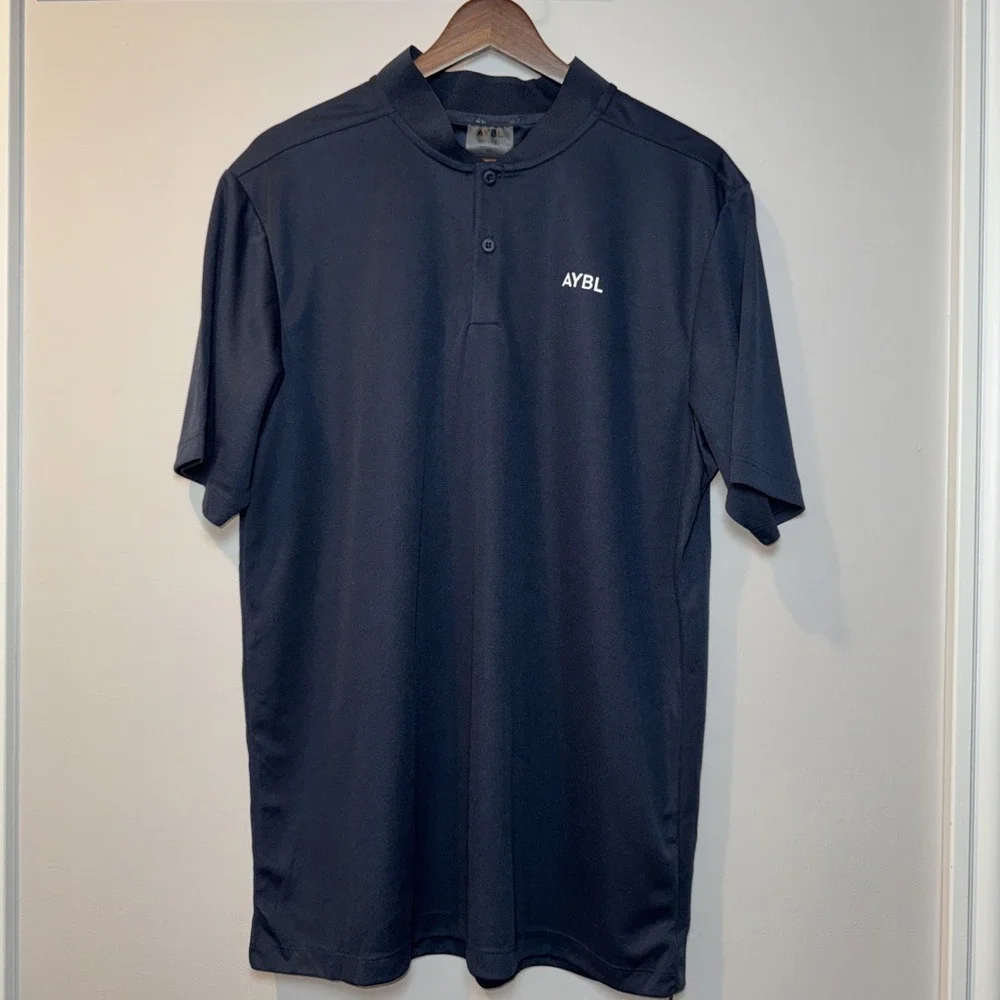 AYBL Performance Collarless‎ Seamless Polo Navy Blue XL Designed In Uk NWT